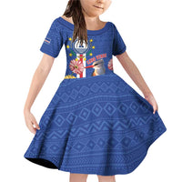 Personalised Cape Verde Family Matching Off Shoulder Short Dress and Hawaiian Shirt Grey-Headed Kingfisher Mix Gerbera Daisy