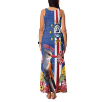 Personalised Cape Verde Family Matching Tank Maxi Dress and Hawaiian Shirt Grey-Headed Kingfisher Mix Gerbera Daisy