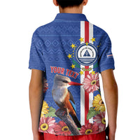 Personalised Cape Verde Kid Polo Shirt Grey-Headed Kingfisher Mix Gerbera Daisy