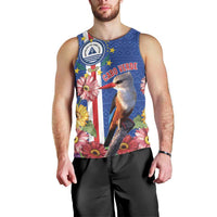 Personalised Cape Verde Men Tank Top Grey-Headed Kingfisher Mix Gerbera Daisy