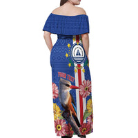 Personalised Cape Verde Off Shoulder Maxi Dress Grey-Headed Kingfisher Mix Gerbera Daisy