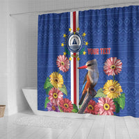 Personalised Cape Verde Shower Curtain Grey-Headed Kingfisher Mix Gerbera Daisy