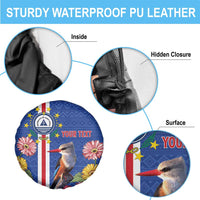 Personalised Cape Verde Spare Tire Cover Grey-Headed Kingfisher Mix Gerbera Daisy