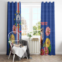 Personalised Cape Verde Window Curtain Grey-Headed Kingfisher Mix Gerbera Daisy