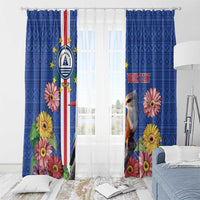Personalised Cape Verde Window Curtain Grey-Headed Kingfisher Mix Gerbera Daisy
