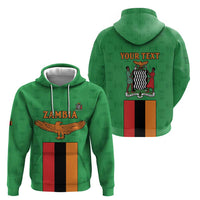 Personalised Zambia Hoodie Flag Style Mix Kente Pattern