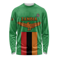 Personalised Zambia Long Sleeve Shirt Flag Style Mix Kente Pattern