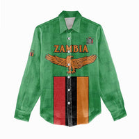 Personalised Zambia Women Casual Shirt Flag Style Mix Kente Pattern