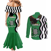 Zambia Couples Matching Mermaid Dress and Long Sleeve Button Shirt One Zambia One Nation