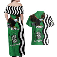 Zambia Couples Matching Off Shoulder Maxi Dress and Hawaiian Shirt One Zambia One Nation