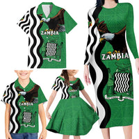 Zambia Family Matching Long Sleeve Bodycon Dress and Hawaiian Shirt One Zambia One Nation