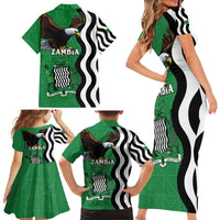 Zambia Family Matching Short Sleeve Bodycon Dress and Hawaiian Shirt One Zambia One Nation