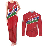 Custom Gambia Football Couples Matching Tank Maxi Dress and Long Sleeve Button Shirt Go Scorpions Go