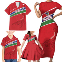 Custom Gambia Football Family Matching Short Sleeve Bodycon Dress and Hawaiian Shirt Go Scorpions Go