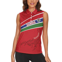 Custom Gambia Football Women Sleeveless Polo Shirt Go Scorpions Go