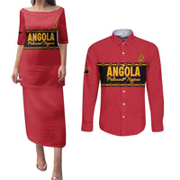 Custom Angola Football Couples Matching Puletasi and Long Sleeve Button Shirt Avante Palancas Negras