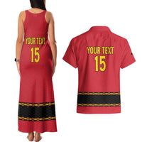 Custom Angola Football Couples Matching Tank Maxi Dress and Hawaiian Shirt Avante Palancas Negras