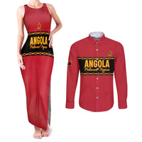 Custom Angola Football Couples Matching Tank Maxi Dress and Long Sleeve Button Shirt Avante Palancas Negras