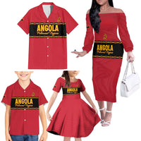 Custom Angola Football Family Matching Off The Shoulder Long Sleeve Dress and Hawaiian Shirt Avante Palancas Negras