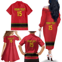 Custom Angola Football Family Matching Off The Shoulder Long Sleeve Dress and Hawaiian Shirt Avante Palancas Negras