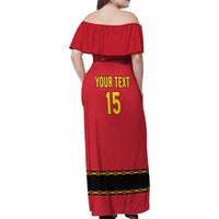 Custom Angola Football Family Matching Off Shoulder Maxi Dress and Hawaiian Shirt Avante Palancas Negras