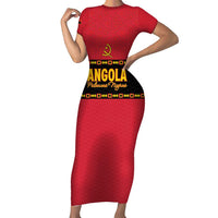 Custom Angola Football Family Matching Short Sleeve Bodycon Dress and Hawaiian Shirt Avante Palancas Negras