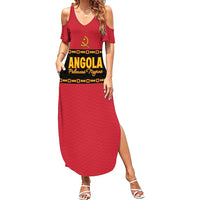 Custom Angola Football Family Matching Summer Maxi Dress and Hawaiian Shirt Avante Palancas Negras