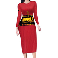 Custom Angola Football Long Sleeve Bodycon Dress Avante Palancas Negras