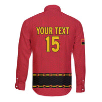 Custom Angola Football Long Sleeve Button Shirt Avante Palancas Negras