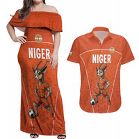 Custom Niger Football Couples Matching Off Shoulder Maxi Dress and Hawaiian Shirt Allez les Menas On Va Gagner