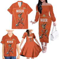 Custom Niger Football Family Matching Off The Shoulder Long Sleeve Dress and Hawaiian Shirt Allez les Menas On Va Gagner