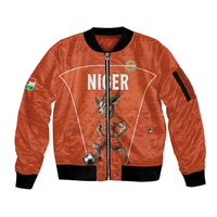 Custom Niger Football Sleeve Zip Bomber Jacket Allez les Menas On Va Gagner