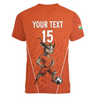 Custom Niger Football Women V-Neck T-Shirt Allez les Menas On Va Gagner