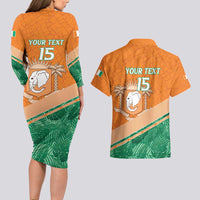 Ivory Coast Rugby Custom Couples Matching Long Sleeve Bodycon Dress and Hawaiian Shirt Allez Les Elephants