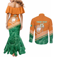 Ivory Coast Rugby Custom Couples Matching Mermaid Dress and Long Sleeve Button Shirt Allez Les Elephants