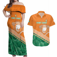 Ivory Coast Rugby Custom Couples Matching Off Shoulder Maxi Dress and Hawaiian Shirt Allez Les Elephants