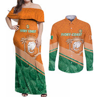 Ivory Coast Rugby Custom Couples Matching Off Shoulder Maxi Dress and Long Sleeve Button Shirt Allez Les Elephants