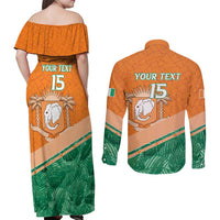Ivory Coast Rugby Custom Couples Matching Off Shoulder Maxi Dress and Long Sleeve Button Shirt Allez Les Elephants