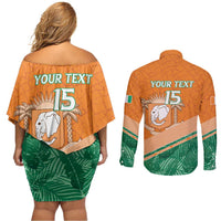 Ivory Coast Rugby Custom Couples Matching Off Shoulder Short Dress and Long Sleeve Button Shirt Allez Les Elephants