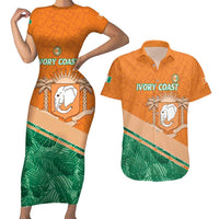 Ivory Coast Rugby Custom Couples Matching Short Sleeve Bodycon Dress and Hawaiian Shirt Allez Les Elephants