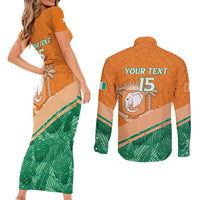 Ivory Coast Rugby Custom Couples Matching Short Sleeve Bodycon Dress and Long Sleeve Button Shirt Allez Les Elephants