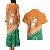 Ivory Coast Rugby Custom Couples Matching Tank Maxi Dress and Hawaiian Shirt Allez Les Elephants