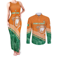 Ivory Coast Rugby Custom Couples Matching Tank Maxi Dress and Long Sleeve Button Shirt Allez Les Elephants