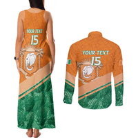 Ivory Coast Rugby Custom Couples Matching Tank Maxi Dress and Long Sleeve Button Shirt Allez Les Elephants