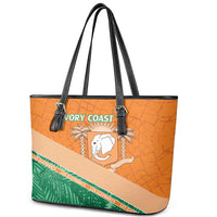 Ivory Coast Rugby Custom Leather Tote Bag Allez Les Elephants