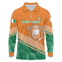 Ivory Coast Rugby Custom Long Sleeve Polo Shirt Allez Les Elephants