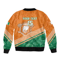 Ivory Coast Rugby Custom Sleeve Zip Bomber Jacket Allez Les Elephants