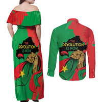 Traore Burkina Faso Couples Matching Off Shoulder Maxi Dress and Long Sleeve Button Shirt I Stand With Traore