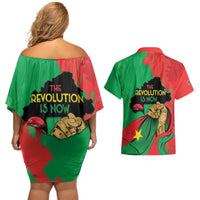 Traore Burkina Faso Couples Matching Off Shoulder Short Dress and Hawaiian Shirt I Stand With Traore