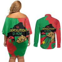 Traore Burkina Faso Couples Matching Off Shoulder Short Dress and Long Sleeve Button Shirt I Stand With Traore